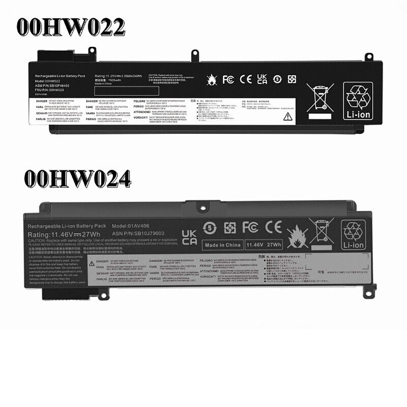 00HW022, 00HW023 replacement Laptop Battery for Lenovo ThinkPad T460S Series, ThinkPad T470s Series, 3 cells, 11.1 V, 24 Wh