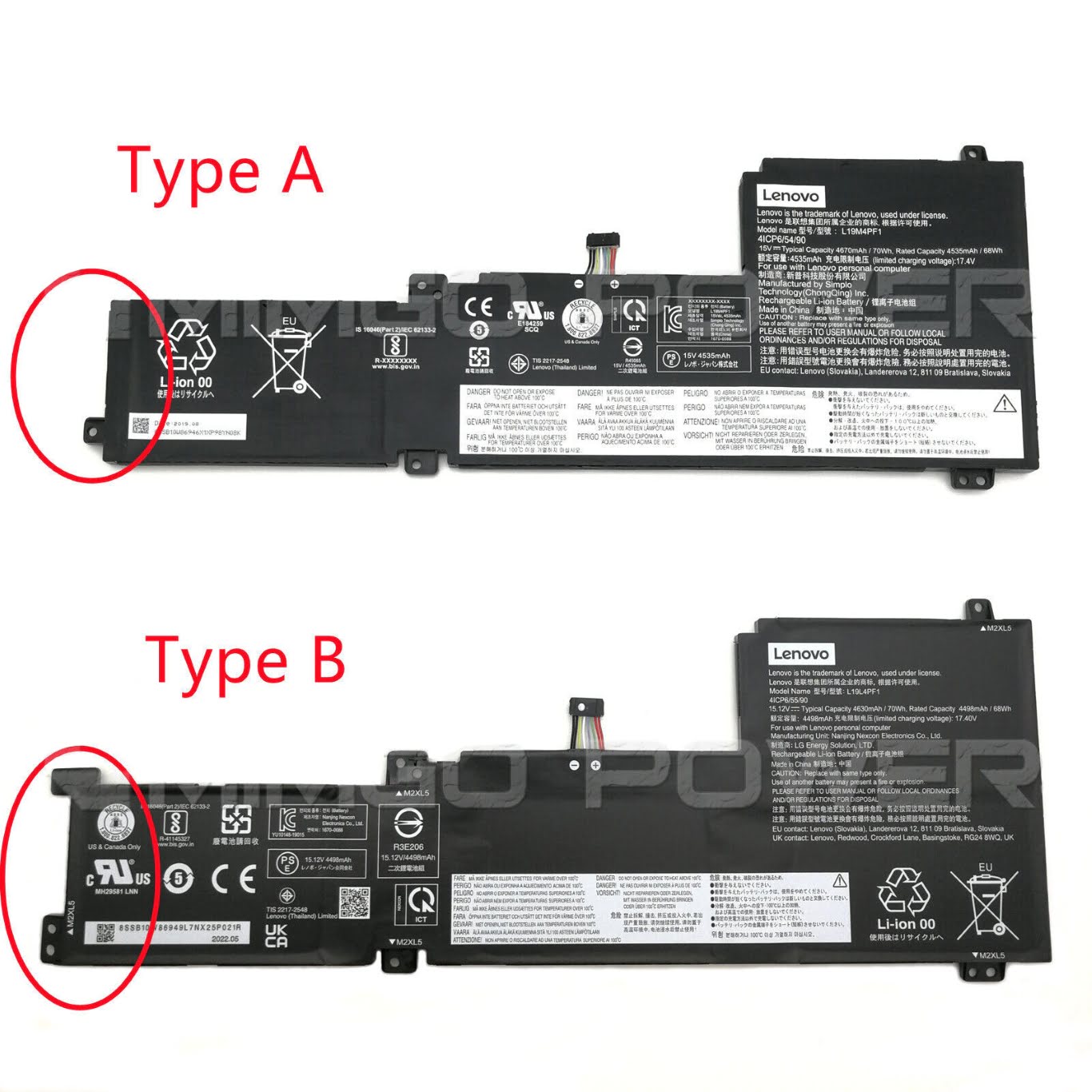 4ICP6/55/90, 5B10W86940 replacement Laptop Battery for Lenovo IdeaPad 5 15, IdeaPad 5 15ALC05 82LN000KPH, 4 cells, 15v / 15.12v / 15.2v, 70wh