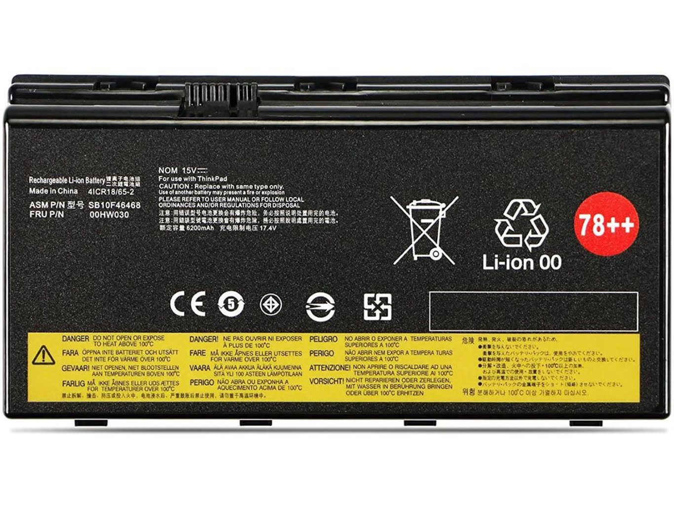 00HW030, 01AV451 replacement Laptop Battery for Lenovo ThinkPad P70, ThinkPad P70(20ER000BGE), 8 cells, 15V, 4400mAh