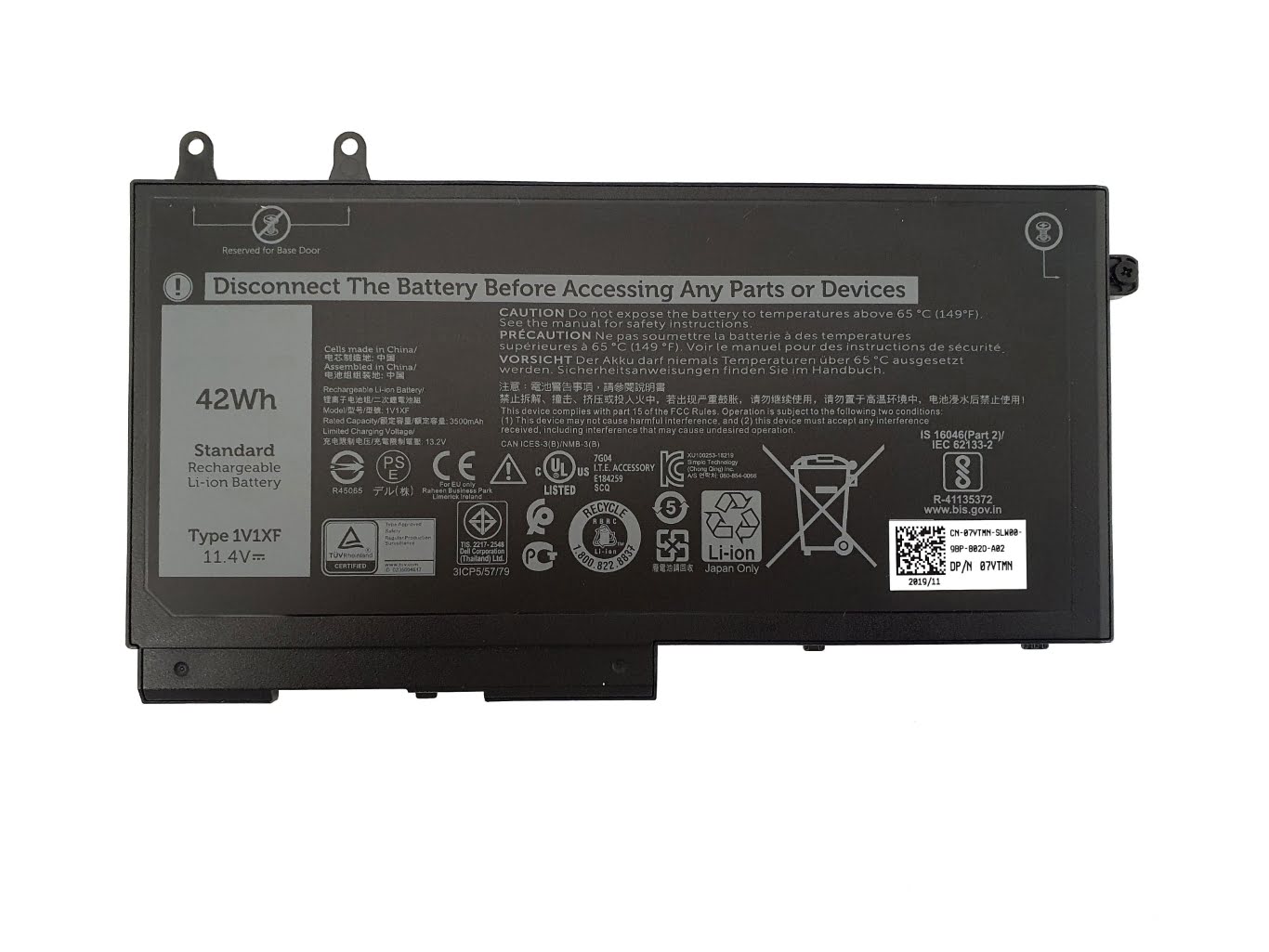 1V1XF, 27W58 replacement Laptop Battery for Dell Latitude 5400, Latitude 5401, 3 cells, 11.4v, 42wh