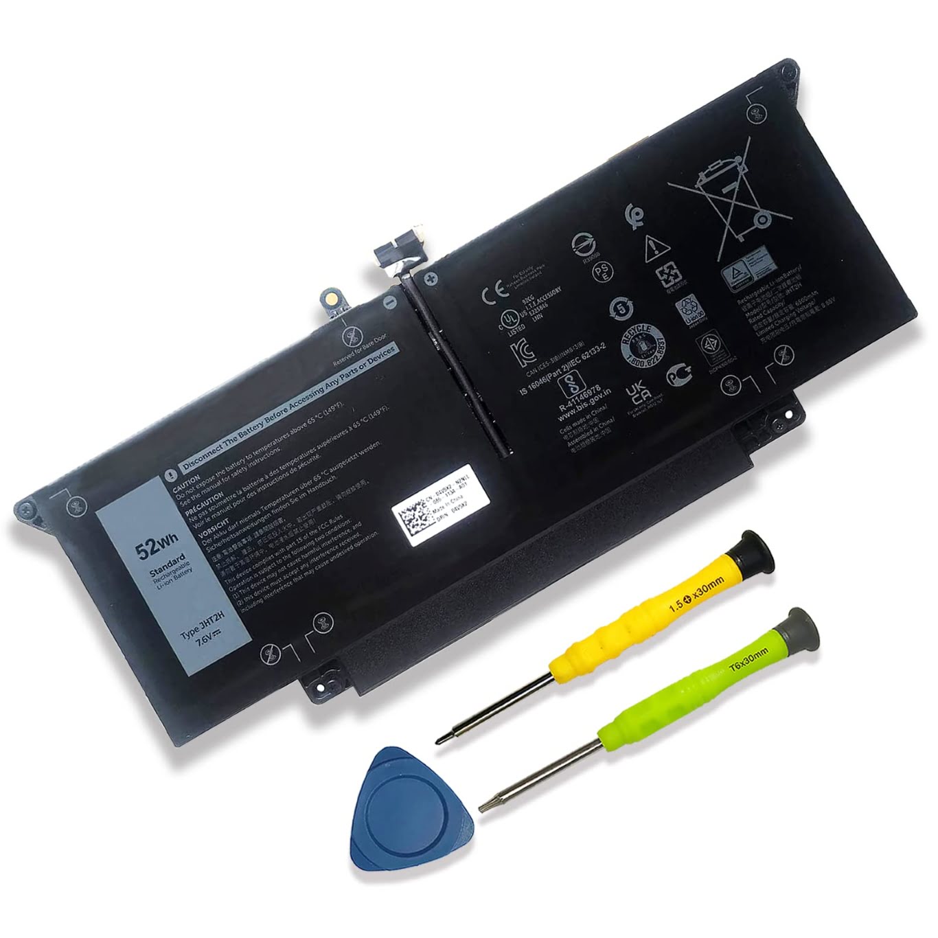 7CXN6, HRGYV replacement Laptop Battery for Dell Latitude 7310 0HKD9, Latitude 7310 1236G, 4 cells, 7.6v, 52wh