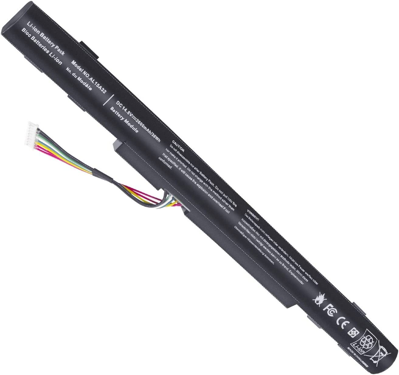 AL15A32, AL15A32(4ICR17/65) replacement Laptop Battery for Acer Aspire E5-422, Aspire E5-422G, 4 cells, 14.8V, 2500mah/37wh